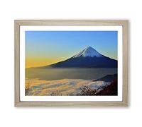 Landscape Mount Fuji Mountain No.3 Modern Framed Wall Art Print, Ready to Hang Picture for Living Room Bedroom Home Office Décor, Oak A4 (34 x 25 cm)