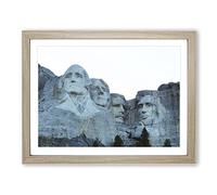 Landscape Mount Rushmore South Dakota USA Modern Framed Print | A2 Oak Framed Wall Art | Ready to Hang | Modern Flag Picture | Living Room Bedroom Lounge Office