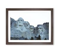 Landscape Mount Rushmore South Dakota USA Modern Framed Print | A3 Walnut Framed Wall Art | Ready to Hang | Modern Flag Picture | Living Room Bedroom Lounge Office