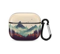 Landscape Mountain Bluetooth Earbuds Case Cover Full Body Shockproof Protection Hard Case Support Wireless Charging with Keychain Personalized Gift for AirPods 3