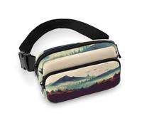 Landscape Mountain Fanny Pack Belt Bag with Adjustable Strap Fashion Waist Bag for Outdoor Sports Hiking, white, 20x13cm, Full Printed Waist Bag