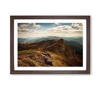 Landscape Mountain Hiking Framed Print | A2 Walnut Framed Wall Art | Ready to Hang | Modern Landscape Picture | Living Room Bedroom Lounge Office