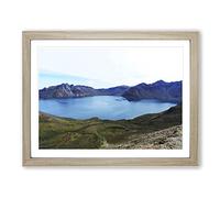 Landscape Mountain Paektu North Korea Modern Framed Print | A4 Oak Framed Wall Art | Ready to Hang | Modern Landscape Picture | Living Room Bedroom Lounge Office
