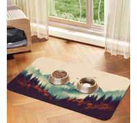 Landscape Mountain Pet Feeding Mat 30x45cm, Absorbent Dog Mat for Food and Water Bowl, PU Leather Cat Food Mat Waterproof Dog Bowl Mats Quick Dry Pet Placemats-No Stains