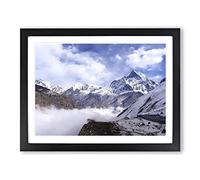 Landscape Mountains Nepal No.2 Modern Framed Wall Art Print, Ready to Hang Picture for Living Room Bedroom Home Office Décor, Black A3 (46 x 34 cm)