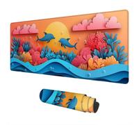 Landscape Mouse Mat Large 1200x600 mm Gaming Mouse Pad Abstract Mousepad, Waterproof Desk Pad Keyboard Mat for Computer Accessories, Mousemat with Non-Slip Base Stitched Edges for Gifts for Men E-24