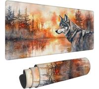 Landscape Mouse Mat Large Desk Mat,Gaming Mouse Pad 700x350mm 0-z412 | Non-Slip Wolf Keyboard Mousepad, Gaming Mousemat with Stitched Edges, Large Desk Accessories for Desk, Laptop, Home, Office