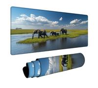 Landscape Mouse Pad Large, Elephant Gaming Mouse Mat 64x32in, Desk Mat with Stitched Edge, XXL Mousepad Non-Slip Rubber Base, Office Accessories, Keyboard Pad, for Computers Gaming Accessories Z-6545