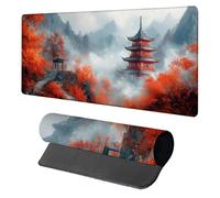 Landscape Mouse Pad, Mouse Mat 1600x800x3mm, Stitched Edge Design XXL Desk Mat Large, Desk Accessories Gaming Mousemat, Office Accessories Keyboard Pad, for Gaming PC Office Large Mousepad, Red K-4437