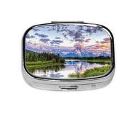 Landscape National Park Print Pill Box 2 Compartment Medicine Pill Case,Portable for Pocket Or Purse Pill Box Decorative Metal Medicine Organizer