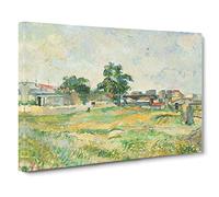 Landscape Near Paris By Paul Cezanne Canvas Print | Gallery Wrapped 30mm Frame Wall Art | 20x14 inches | Ready to Hang | Impressionist Landscape Picture | Living Room Bedroom Lounge Office