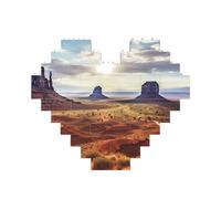 Landscape of Monument Valley Building Brick Block Puzzle Heart Shaped, Personalized Picture Puzzles Photo Jigsaw Puzzles for Adults 3D Micro Building Blocks for Home Decor Bricks Set