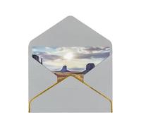 Landscape Of Monument Valley Luxury Pearl Paper Greeting Card With Gold Border, Blank Inside, With Envelope - Birthday, Wedding, Christmas, Valentine