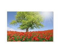 Landscape Of Tall Trees And Poppies Under The Sun,Wooden Jigsaw Puzzle 1000 Pieces Adult Toys Decompression Game(75x50cm)-G47