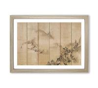 Landscape of The Four Seasons by Kano Tan'yu Framed Print | A2 Oak Framed Wall Art | Ready to Hang | Modern Nature Picture | Living Room Bedroom Lounge Office
