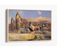 Landscape of the Moon's First Quarter, 1943 by Paul Nash Canvas Floater Frame Print Picture Art - Light Oak Frame 18 inch wide x 12 inch high