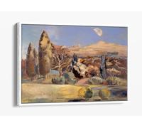 Landscape of the Moon's First Quarter, 1943 by Paul Nash Canvas Floater Frame Print Picture Art - White Frame 30 inch wide x 20 inch high