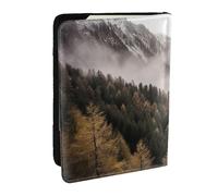 Landscape of Trees and Mountain Surrounded by Fog Passport Holder for Travel,RFID Passport Cover Wallet PU Leather Passport Card Holder Case Cute Passport Protector for Women Men