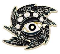 Landscape Oil Painting Enamel Pin Sunset Rainbow Whale Brooch, Klein, Non-precious metal