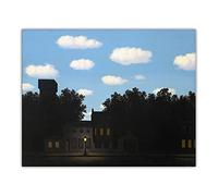 Landscape on Canvas,Famous Painting Rene Magritte The Empire of Light,II Reproduction Print on Canvas,Canvas Wall Art Picture for Wall Decor 40x50cm(16x20in) Frameless