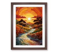 Landscape Orphism No.2 Framed Print | A2 Walnut Framed Wall Art | Ready to Hang | Modern Nature Picture | Living Room Bedroom Lounge Office