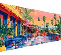 Landscape Paint by Numbers Coconut Trees Paint by Numbers Kits for Adults Beginner DIY Oil Painting Kits with Brushes Acrylic Pigment Drawing on Color Canvas Craft, Home Wall Decor 50x100cm u6248-249