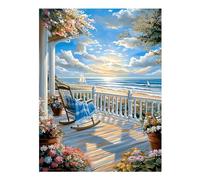 Landscape Paint by Numbers for Adult, Paint by Numbers Kit for Adults Beginners, DIY Beach Acrylic Painting on Canvas for Home Wall Art Decor 12x16Inch