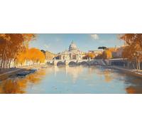 Landscape Paint by Numbers for Adults, Architecture Adult Paint by Numbers Canvas Kits, Painting Kits with Brushes and Acrylic, DIY Color Oil Painting for Beginners, Wall Art for Room, 44x20in 0-9058