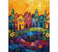 Landscape Paint by Numbers for Adults, Architecture Paint by Numbers Kits On Canvas, Hobbies for Adults Women, Easy DIY Acrylic Pigment Drawing Paintwork for Gifts, 16x22in, Without Frame x-z803