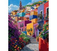 Landscape Paint by Numbers for Adults Architecture Paint by Numbers Kits with Frame Diy Digital Painting Includes Brushes & Paints, Woman Gifts for Kids & Adults, Home Wall Bedroom Decor 24x32in F-432