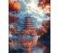 Landscape Paint by Numbers for Adults Architecture Paint by Numbers Kits with Frame Diy Digital Painting Includes Brushes & Paints, Woman Gifts for Kids & Adults, Home Wall Bedroom Decor 40x54in F-428