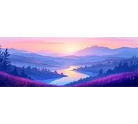 Landscape Paint by Numbers for Adults Beginners, 14x42 Inch Large Paint by Numbers Forest, Easy DIY Acrylic Oil Painting by Numbers for All Ages Crafts for Home Wall Decor (Without Frame) -H847
