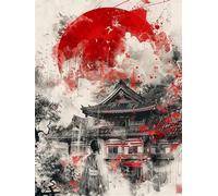 Landscape Paint by Numbers for Adults Beginners, Paint by Numbers Japan Canvas Oil Painting Kit for Kids,Without Frame DIY Color Oil Painting Acrylic Paints, Wall Art Home Decor 20x30cm LY-14614