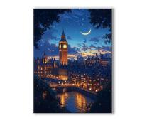 Landscape Paint by Numbers for Adults Big Ben Paint by Numbers Kits on Canvas with Frame 18x24 Inch, 5D DIY Acrylic Oil Painting with Brushes, Hobbies for Adults Women, Home Wall Bedroom Decor 0R-337