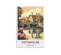 Landscape Paint by Numbers for Adults,Cotswolds England DIY Color Oil Painting Paints,Home Wall Decor 50x60cm