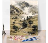 Landscape Paint by Numbers for Adults, DIY Paint by Numbers Abstract, Canvas Oil Painting Kit With 3 Paintbrushes, Acrylic Pigment Drawing Paintwork for Gifts for Women 16x24 inch Without Frame -XY50A