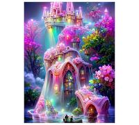 Landscape Paint by Numbers for Adults, Landscape Painting by Numbers Kits On Canvas with Paint Brushes, DIY Dream Castle Color Oil Painting Craft Art for Home Wall Decor Gift 12x16Inch