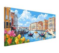 Landscape Paint by Numbers for Adults Large 120x50cm Venice Painting by Numbers Canvas Kits, Cheerful Painting Kits for Adults, DIY Acrylic Paints Drawing Paintwork for Autumn Decorations Gifts O-11