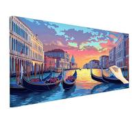 Landscape Paint by Numbers for Adults Large 150x60cm Venice Painting by Numbers Canvas Kits, Cheerful Painting Kits for Adults, DIY Acrylic Paints Drawing Paintwork for Autumn Decorations Gifts P-68