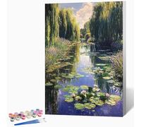 Landscape Paint by Numbers for Adults Lotus Paint by Numbers Kits, Hobbies for Adults Women, DIY Acrylic Pigment Color Oil Drawing Kits Wall Art for Living Room Decor 16x24in (Without Frame) -LKF075CB