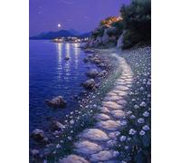 Landscape Paint by Numbers for Adults, Ocean Painting by Numbers DIY Color Oil Painting Hobbies for Adults Women with Acrylic Paint Brush Set for Room Decor, Wall Art, Gifts 24x32inch -zjn25070J