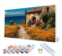 Landscape Paint by Numbers for Adults, Paint by Numbers Cabin Pattern Design Painting Kits, Acrylic Painting Kit with Brushes Adult Crafts for Room Decor, Wall Art, Gifts 12X24Inch -hcw2507A9XM1