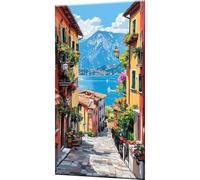 Landscape Paint by Numbers for Adults, Paint by Numbers Kits On Canvas, DIY Digital Painting for Beginners with Acrylic and Brushes, Architecture Oil Painting for Home Wall Decor 16x32 Inch w0-1176