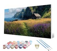 Landscape Paint by Numbers for Adults, Paint by Numbers Lavender Pattern Design Painting Kits, Acrylic Painting Kit with Brushes Adult Crafts for Room Decor, Wall Art, Gifts 70x140cm -hcw2507J7