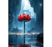 Landscape Paint by Numbers for Adults, Paint by Numbers Lotus Pattern DIY Acrylic Oil Painting Kits, with 3 Brushes, Simple Painting Kits for Beginner Kids for Home Wall Decor Gifts 20X30cm, 1437