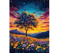 Landscape Paint by Numbers for Adults, Paint by Numbers Tree Pattern DIY Acrylic Oil Painting Kits, with 3 Brushes, Simple Painting Kits for Beginner Kids for Home Wall Decor Gifts 40X50cm, Model 1373