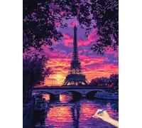 Landscape Paint by Numbers for Adults Paris Painting by Numbers for Adults Kids, DIY Acrylic Pigment Canvas Paintings Kits with Brushes for Christmas Decorations Gifts, Without Frame 80x110cm G-72