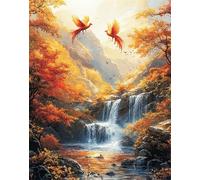 Landscape Paint by Numbers for Adults Phoenix Paint by Numbers Kits on Canvas with 3 Brush and Acrylic Paints, 5D DIY Color Painting Craft Kits for Adults with Frame for Home Wall Decor 28x38in F-399