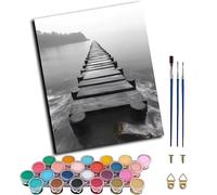 Landscape Paint by Numbers for Adults with Frame, Painting by Numbers for Adults on Canvas Sea, DIY Crafts for Adults Oil Painting Art Kits, Hobbies for Adults Women, Room Decor Gifts 60x80cm A-2110