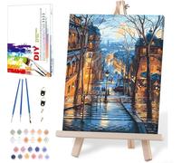 Landscape Paint by Numbers for Adults with Framed Canvas-with Wooden Easel,Paint by Number on Framed Canvas,DIY Painting Kits with Brushes Nice Gift Box for Home Wall Decor(12x16 Inch)